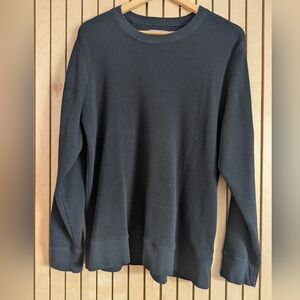 Everlane Black Waffle Knit Sweater Organic Cotton Large